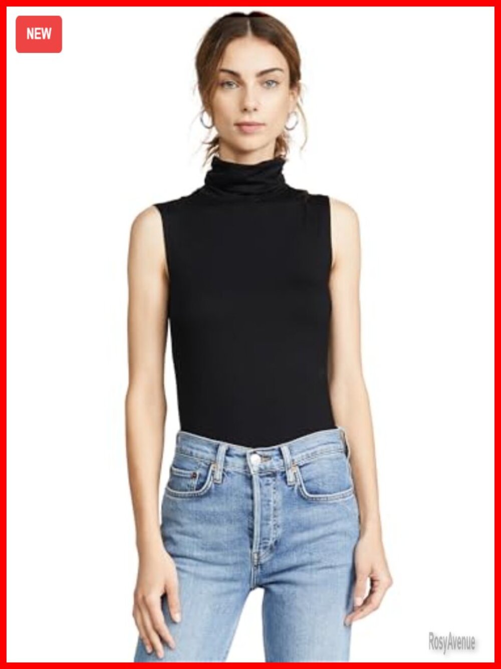 L'AGENCE Ceci Sleeveless Turtleneck Lightweight Jersey Top